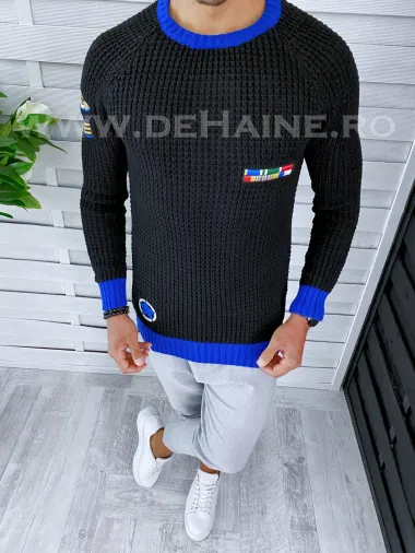 Pulover barbati gros slim fit negru T3583 P18-5.3